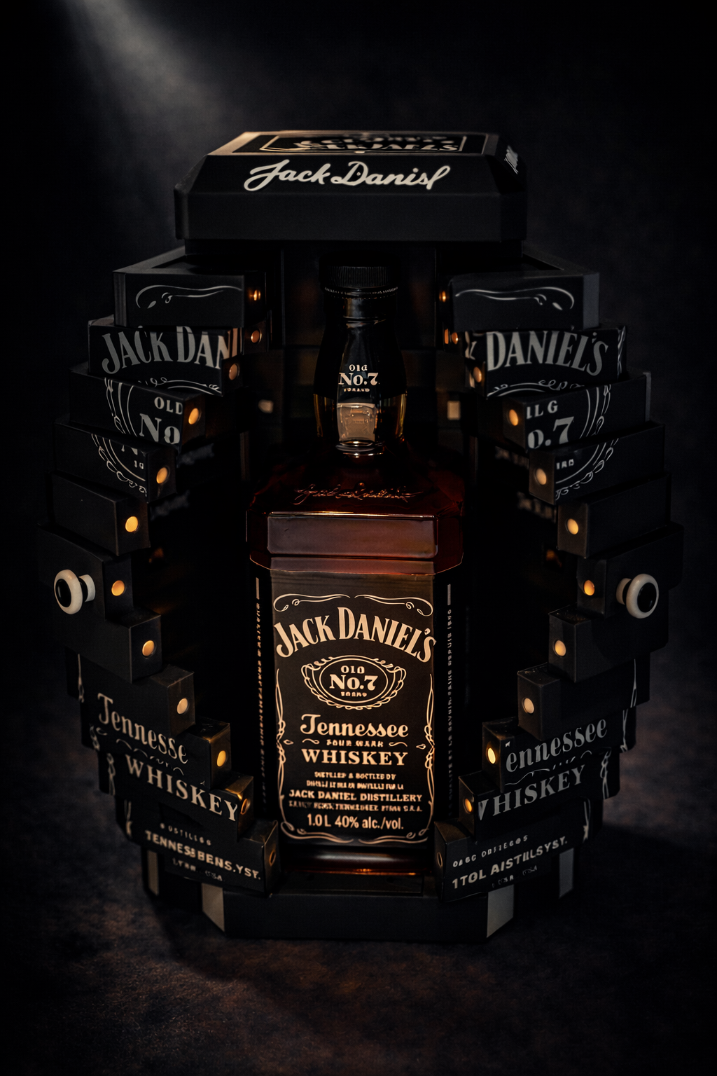 Jack Daniel’s 3D-gedruckte Whiskey Display Box – Premium Geschenkbox wahlweise mit oder ohne LED
