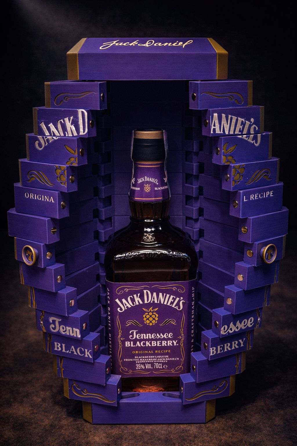 Jack Daniel’s 3D-gedruckte Whiskey Display Box – Premium Geschenkbox wahlweise mit oder ohne LED