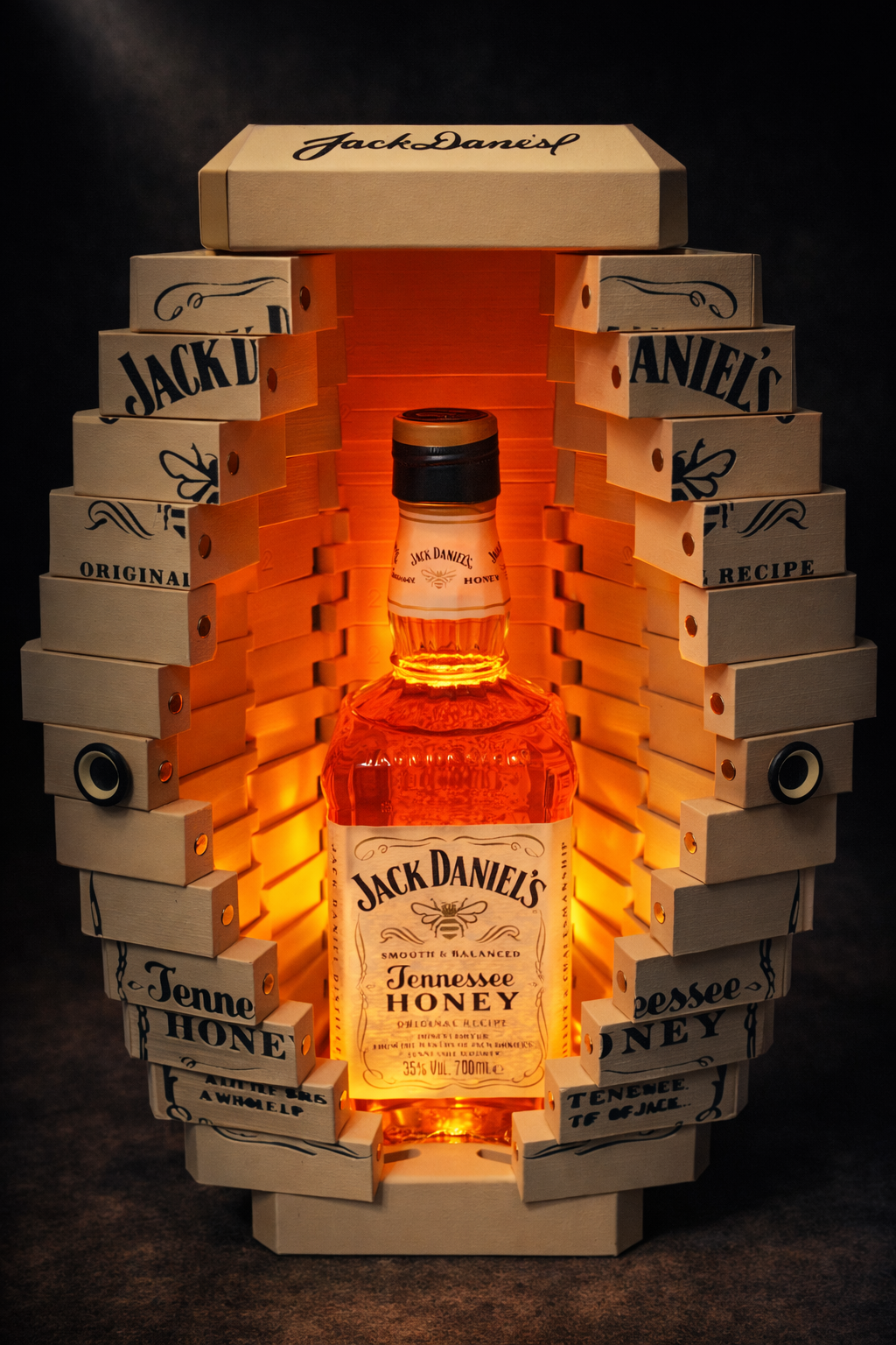Jack Daniel’s 3D-gedruckte Whiskey Display Box – Premium Geschenkbox wahlweise mit oder ohne LED